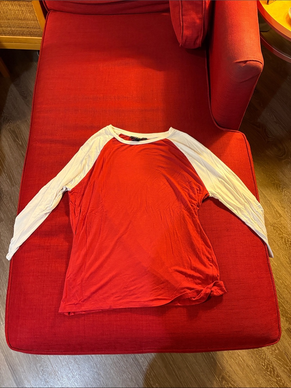 Red and White Baseball Long sleeve Tee